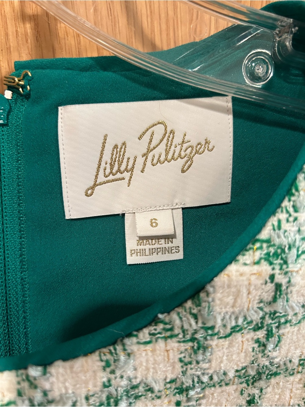 Lilly Pulitzer Green & White Tweed Sleeveless Shift Dress - Picture 4 of 4